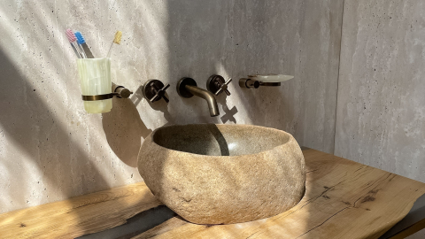 Раковина для ванной Piedra M297 из речного камня  Beige ИНДОНЕЗИЯ 00501111297_1