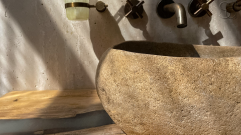 Раковина для ванной Piedra M297 из речного камня  Beige ИНДОНЕЗИЯ 00501111297_4