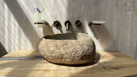Мойка в ванную Piedra M298 из речного камня  Beige ИНДОНЕЗИЯ 00501111298_2