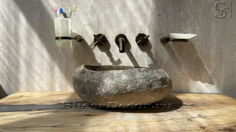 Раковина для ванной Piedra M307 из речного камня  Beige ИНДОНЕЗИЯ 00501111307_5