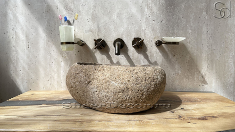 Раковина для ванной Piedra M317 из речного камня  Beige ИНДОНЕЗИЯ 00501111317_3