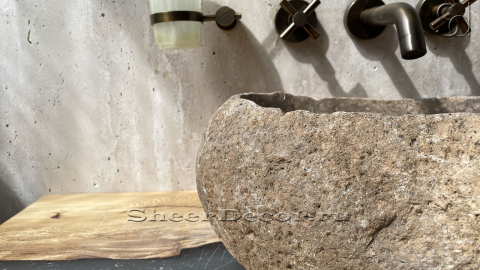 Раковина для ванной Piedra M317 из речного камня  Beige ИНДОНЕЗИЯ 00501111317_5