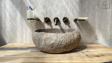 Раковина для ванной Piedra M317 из речного камня  Beige ИНДОНЕЗИЯ 00501111317_6