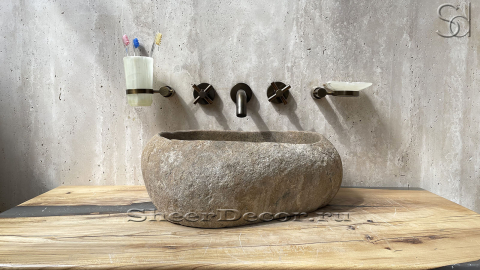 Раковина для ванной Piedra M270 из речного камня  Beige ИНДОНЕЗИЯ 00501111270_2