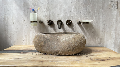 Раковина для ванной Piedra M270 из речного камня  Beige ИНДОНЕЗИЯ 00501111270_4