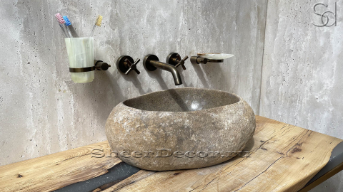 Раковина для ванной Piedra M270 из речного камня  Beige ИНДОНЕЗИЯ 00501111270_5
