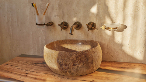 Раковина для ванной Piedra M271 из речного камня  Beige ИНДОНЕЗИЯ 00501111271_8