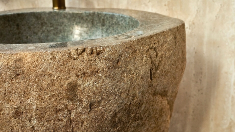 Раковина на ножке пьедестале Piedra M320 из речного камня  Beige ИНДОНЕЗИЯ 00501117320_4