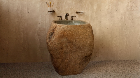 Мойка в ванную Piedra M321 из речного камня  Beige ИНДОНЕЗИЯ 00501117321_4