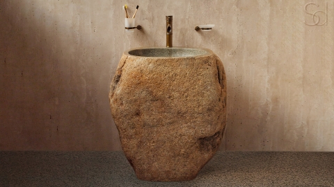 Мойка в ванную Piedra M321 из речного камня  Beige ИНДОНЕЗИЯ 00501117321_7