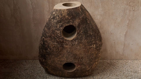 Раковина на ножке пьедестале Piedra M324 из речного камня  Beige ИНДОНЕЗИЯ 00501117324_6
