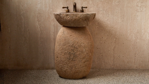 Мойка в ванную Piedra M325 из речного камня  Beige ИНДОНЕЗИЯ 00501117325_2