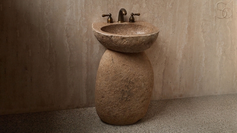 Мойка в ванную Piedra M325 из речного камня  Beige ИНДОНЕЗИЯ 00501117325_3