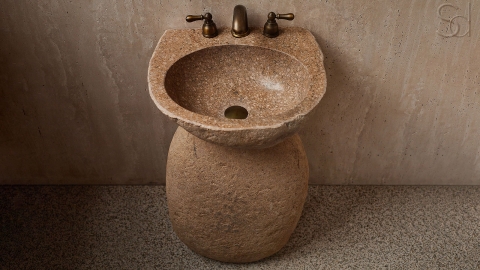 Мойка в ванную Piedra M325 из речного камня  Beige ИНДОНЕЗИЯ 00501117325_4