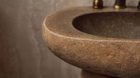 Раковина на ножке пьедестале Piedra M326 из речного камня  Beige ИНДОНЕЗИЯ 00501117326_5