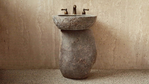 Мойка в ванную Piedra M327 из речного камня  Beige ИНДОНЕЗИЯ 00501117327_2