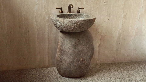 Мойка в ванную Piedra M327 из речного камня  Beige ИНДОНЕЗИЯ 00501117327_3