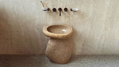 Мойка в ванную Piedra M329 из речного камня  Beige ИНДОНЕЗИЯ 00501117329_4