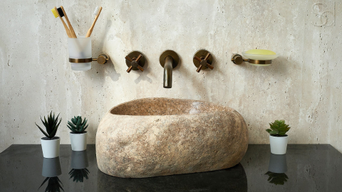 Раковина для ванной Piedra M344 из речного камня  Beige ИНДОНЕЗИЯ 00501111344_5