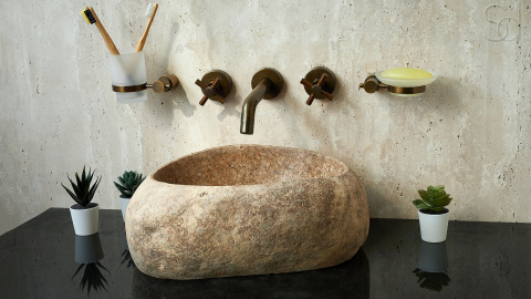 Раковина для ванной Piedra M344 из речного камня  Beige ИНДОНЕЗИЯ 00501111344_6