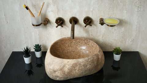 Раковина для ванной Piedra M344 из речного камня  Beige ИНДОНЕЗИЯ 00501111344_7