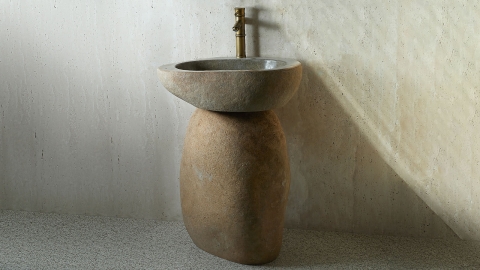 Гранитная раковина с пьедесталом Piedra M552 из бежевого камня Beige ИНДОНЕЗИЯ 00501117552 для  комнаты_2