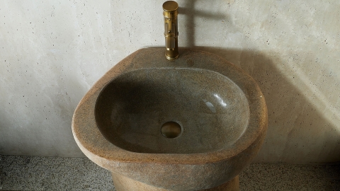 Гранитная раковина с пьедесталом Piedra M552 из бежевого камня Beige ИНДОНЕЗИЯ 00501117552 для  комнаты_4