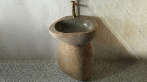 Гранитная раковина с пьедесталом Piedra M552 из бежевого камня Beige ИНДОНЕЗИЯ 00501117552 для  комнаты_5