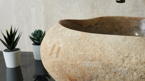 Раковина для ванной Piedra M346 из речного камня  Beige ИНДОНЕЗИЯ 00501111346_4