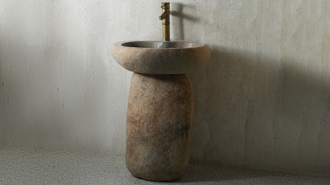 Гранитная раковина с пьедесталом Piedra M554 из бежевого камня Beige ИНДОНЕЗИЯ 00501117554 для  комнаты_2