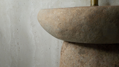 Гранитная раковина с пьедесталом Piedra M554 из бежевого камня Beige ИНДОНЕЗИЯ 00501117554 для  комнаты_5
