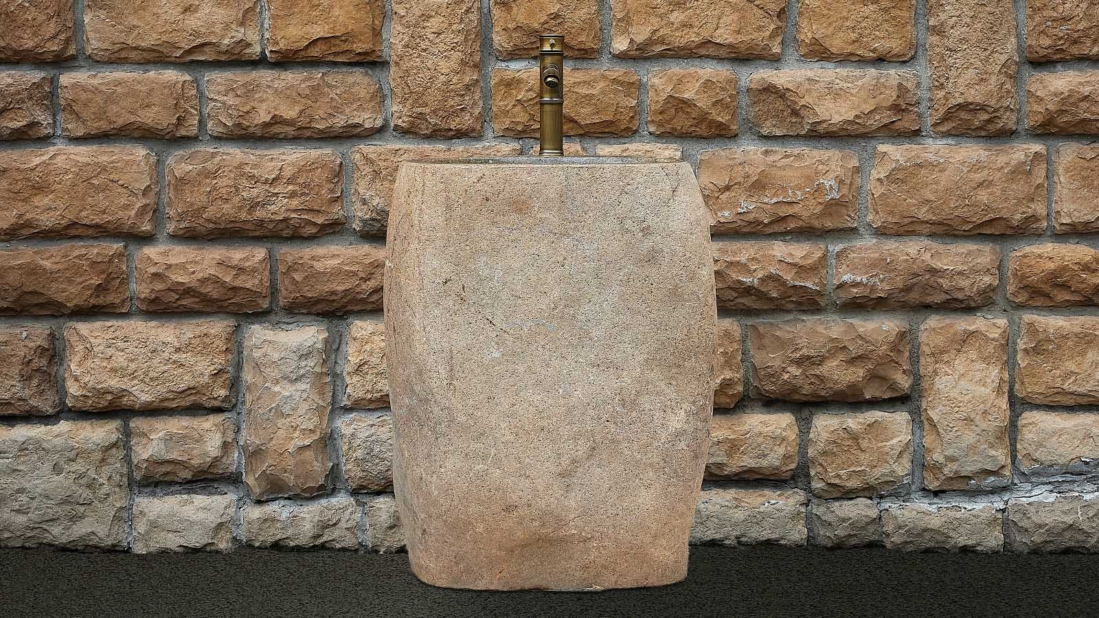Гранитная раковина с пьедесталом Piedra из речного камня Beige 00501117556_6 Мойка в ванную Piedra M556 из речного камня Beige ИНДОНЕЗИЯ 00501117556_6
