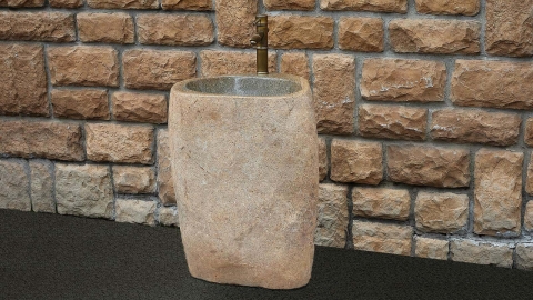 Гранитная раковина с пьедесталом Piedra M556 из бежевого камня Beige ИНДОНЕЗИЯ 00501117556 для  комнаты_2