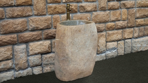 Гранитная раковина с пьедесталом Piedra M556 из бежевого камня Beige ИНДОНЕЗИЯ 00501117556 для  комнаты_3
