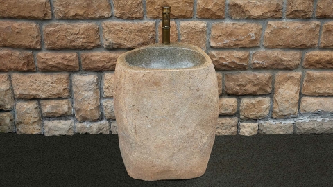 Гранитная раковина с пьедесталом Piedra M556 из бежевого камня Beige ИНДОНЕЗИЯ 00501117556 для  комнаты_4