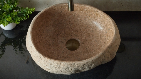 Мойка в ванную Piedra M379 из речного камня  Beige ИНДОНЕЗИЯ 00501111379_3