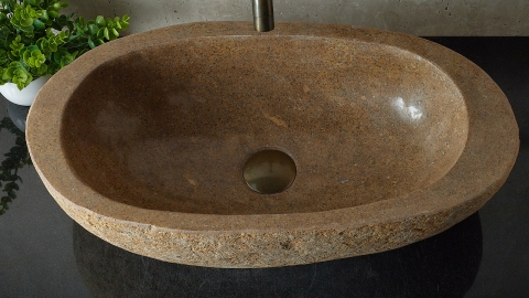 Раковина для ванной Piedra M380 из речного камня  Beige ИНДОНЕЗИЯ 00501111380_3