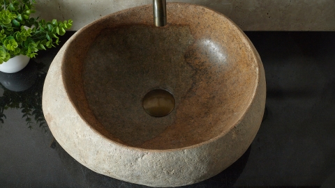 Мойка в ванную Piedra M381 из речного камня  Beige ИНДОНЕЗИЯ 00501111381_3