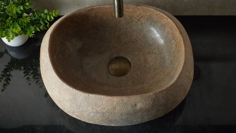 Раковина для ванной Piedra M382 из речного камня  Beige ИНДОНЕЗИЯ 00501111382_3