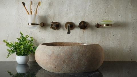 Раковина для ванной Piedra M382 из речного камня  Beige ИНДОНЕЗИЯ 00501111382_4