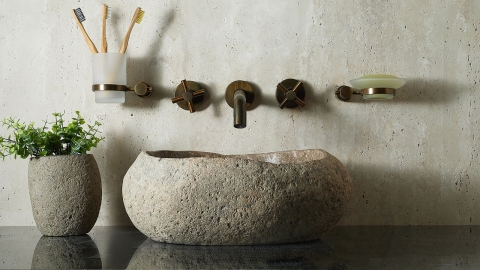 Раковина для ванной Piedra M382 из речного камня  Beige ИНДОНЕЗИЯ 00501111382_2