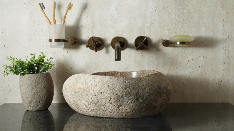 Раковина для ванной Piedra M382 из речного камня  Beige ИНДОНЕЗИЯ 00501111382_4