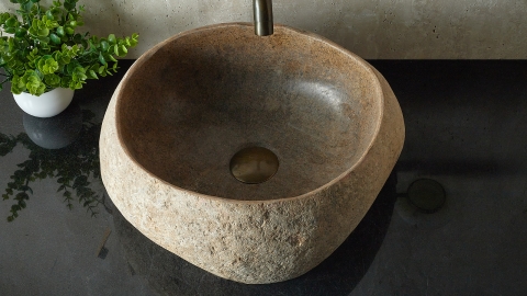 Мойка в ванную Piedra M383 из речного камня  Beige ИНДОНЕЗИЯ 00501111383_3