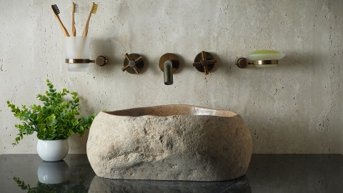 Мойка в ванную Piedra M383 из речного камня  Beige ИНДОНЕЗИЯ 00501111383_4