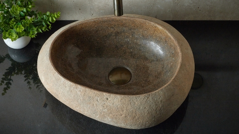 Раковина для ванной Piedra M384 из речного камня  Beige ИНДОНЕЗИЯ 00501111384_2