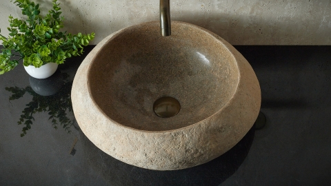 Мойка в ванную Piedra M385 из речного камня  Beige ИНДОНЕЗИЯ 00501111385_3