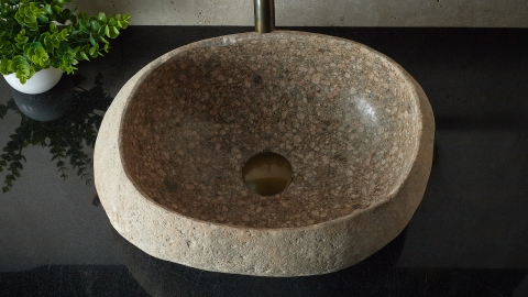 Мойка в ванную Piedra M386 из речного камня  Beige ИНДОНЕЗИЯ 00501111386_3