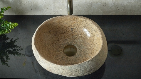 Раковина для ванной Piedra M387 из речного камня  Beige ИНДОНЕЗИЯ 00501111387_3
