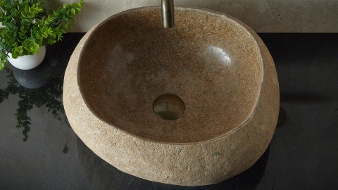 Мойка в ванную Piedra M388 из речного камня  Beige ИНДОНЕЗИЯ 00501111388_3