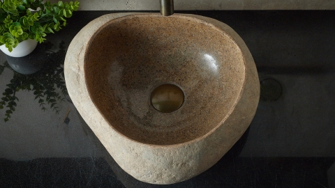 Раковина для ванной Piedra M389 из речного камня  Beige ИНДОНЕЗИЯ 00501111389_3